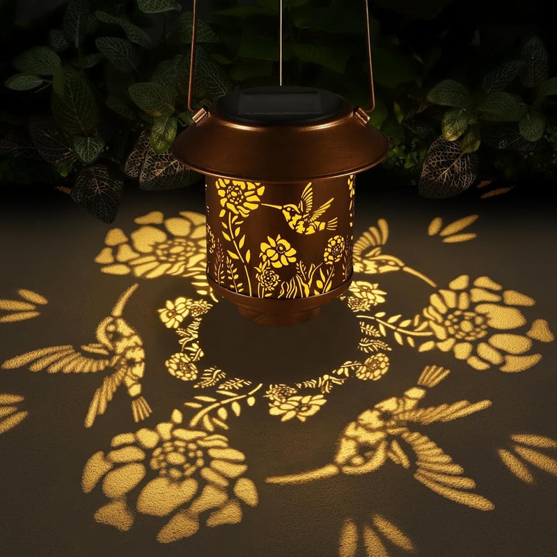 Doogarden Solar Lantern Lights Outdoor Hanging, Solar Lights Outdoor Waterproof,Garden Decor Gifts for Women Mom,Metal Decoration Lanterns for Garden Patio(Hummingbird) - Image 4